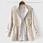 Utility Jacket Pink Cinched Waist Women's Zip Up Overcoat – Casual, Office, Everyday Layering