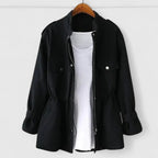 Utility Jacket Pink Cinched Waist Women's Zip Up Overcoat – Casual, Office, Everyday Layering