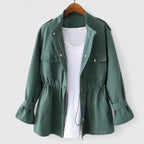 Utility Jacket Pink Cinched Waist Women's Zip Up Overcoat – Casual, Office, Everyday Layering