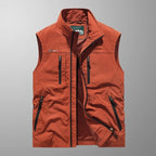 Utility Vest Men's Navy Multi-Pocket Zip Gilet Stand Collar – Casual, Outdoor · Werune