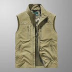 Utility Vest Men's Navy Multi-Pocket Zip Gilet Stand Collar – Casual, Outdoor · Werune