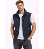 Utility Vest Men's Navy Multi-Pocket Zip Gilet Stand Collar – Casual, Outdoor · Werune