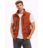 Utility Vest Men's Navy Multi-Pocket Zip Gilet Stand Collar – Casual, Outdoor · Werune