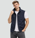 Utility Vest Men's Navy Multi-Pocket Zip Gilet Stand Collar – Casual, Outdoor · Werune