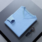 V-Neck Jumper Knitted Navy Men's Long Sleeve Pullover – Casual, Office, Smart Layering, Gift