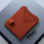 V-Neck Jumper Knitted Navy Men's Long Sleeve Pullover – Casual, Office, Smart Layering, Gift