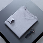 V-Neck Jumper Knitted Navy Men's Long Sleeve Pullover – Casual, Office, Smart Layering, Gift