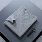 V-Neck Jumper Knitted Navy Men's Long Sleeve Pullover – Casual, Office, Smart Layering, Gift