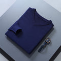V-Neck Jumper Knitted Navy Men's Long Sleeve Pullover – Casual, Office, Smart Layering, Gift