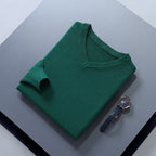 V-Neck Jumper Knitted Navy Men's Long Sleeve Pullover – Casual, Office, Smart Layering, Gift
