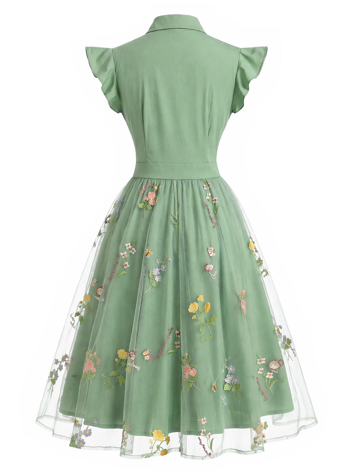Vintage Swing Dress Black Butterfly Lace Bow Neck Women's Tulle A-Line – Party, Wedding, Cocktail