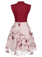 Vintage Swing Dress Black Butterfly Lace Bow Neck Women's Tulle A-Line – Party, Wedding, Cocktail