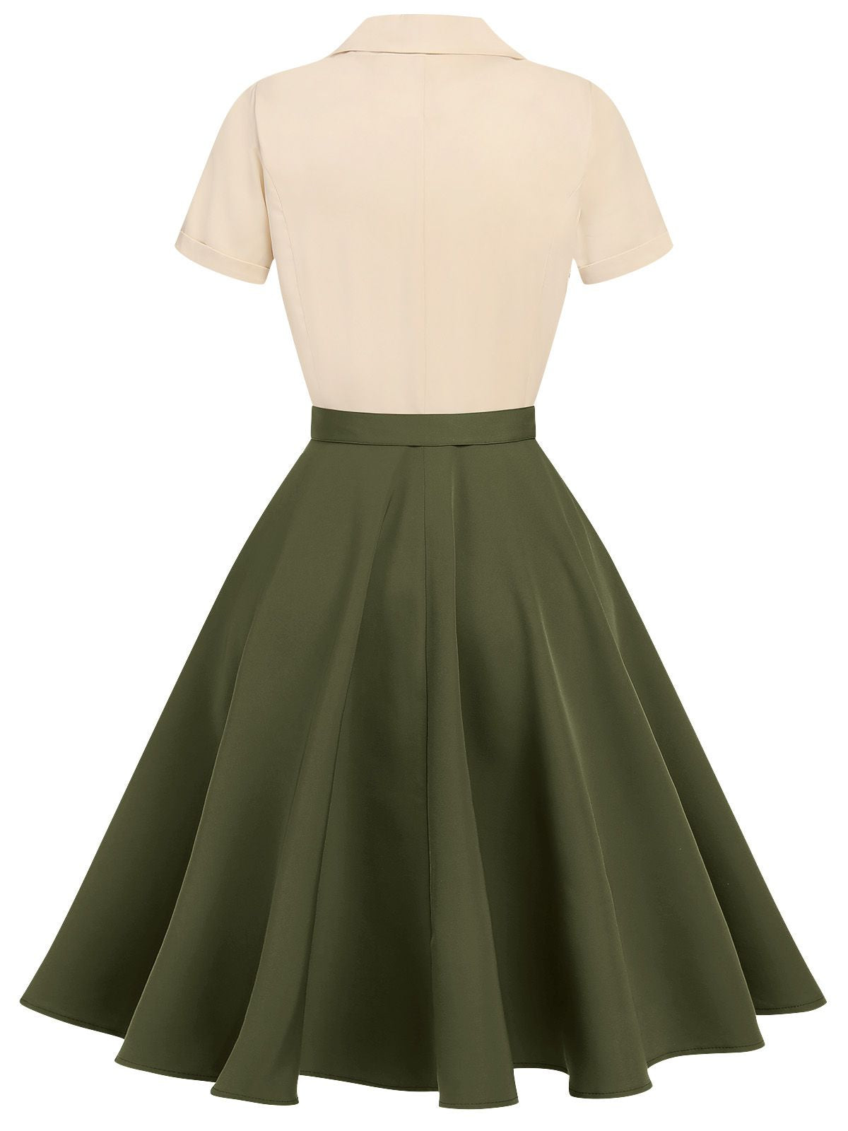 Vintage Swing Dress Navy Yellow Colour Block Women's Belted 1950s Style – Casual, Retro Party Gift