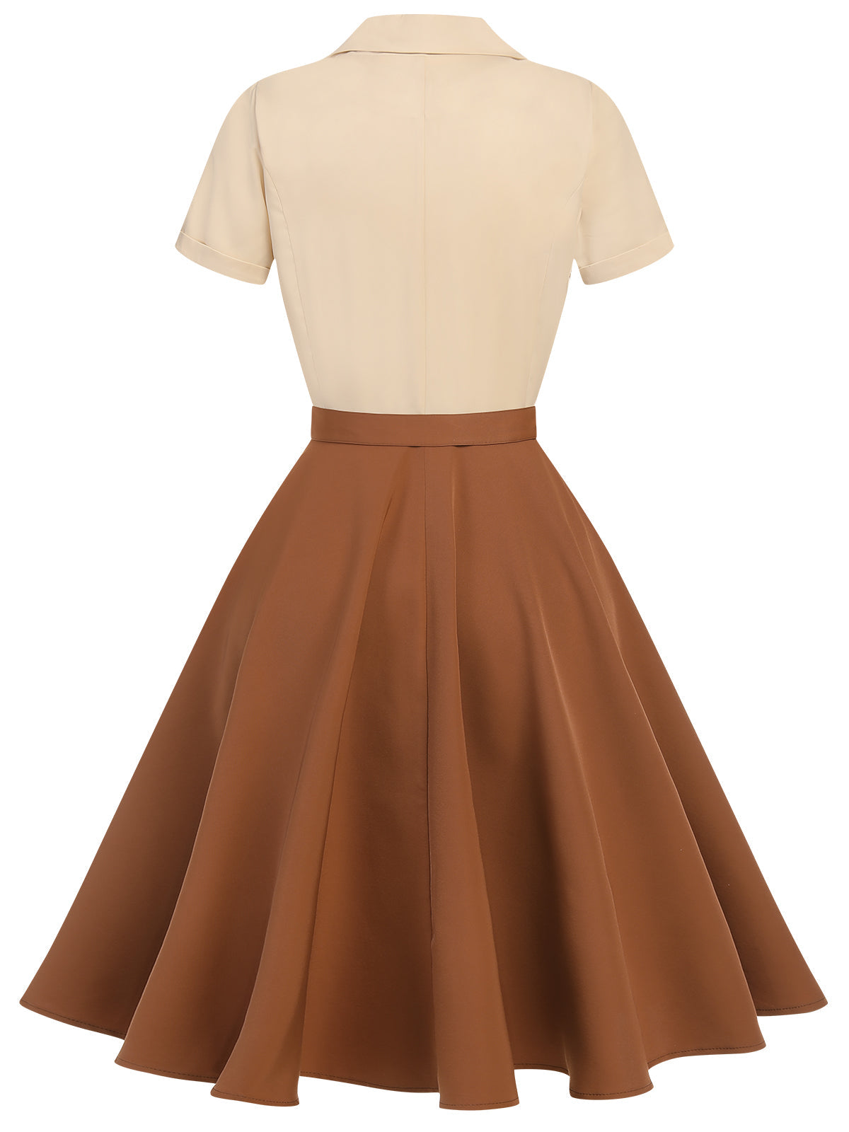 Vintage Swing Dress Navy Yellow Colour Block Women's Belted 1950s Style – Casual, Retro Party Gift