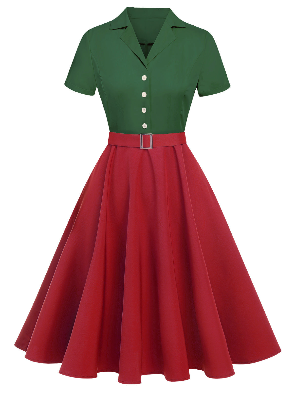 Vintage Swing Dress Navy Yellow Colour Block Women's Belted 1950s Style – Casual, Retro Party Gift