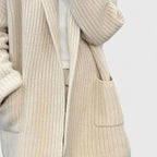 Waffle Knit Cardigan Women's Longline Open Front Shawl Collar with Pockets – Casual, Office, Everyday
