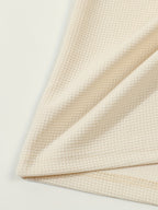 Waffle Knit Henley Shirt Men's Long Sleeve Beige Chest Pocket – Casual, Office, Everyday Wear
