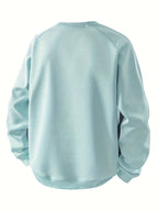 Waffle Knit Sweatshirt Colour-Block Men's Navy Crew Neck Pullover – Casual, Everyday Wear