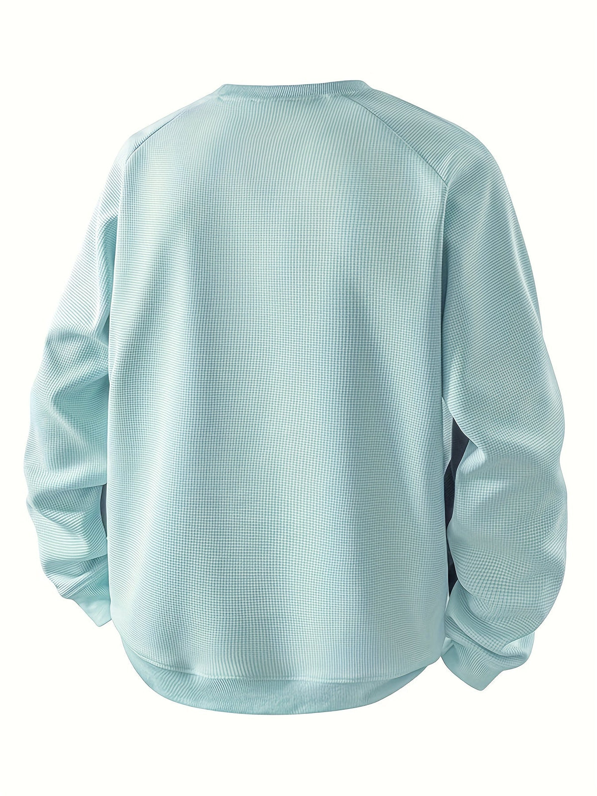 Waffle Knit Sweatshirt Colour-Block Men's Navy Crew Neck Pullover – Casual, Everyday Wear