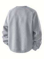 Waffle Knit Sweatshirt Colour-Block Men's Navy Crew Neck Pullover – Casual, Everyday Wear