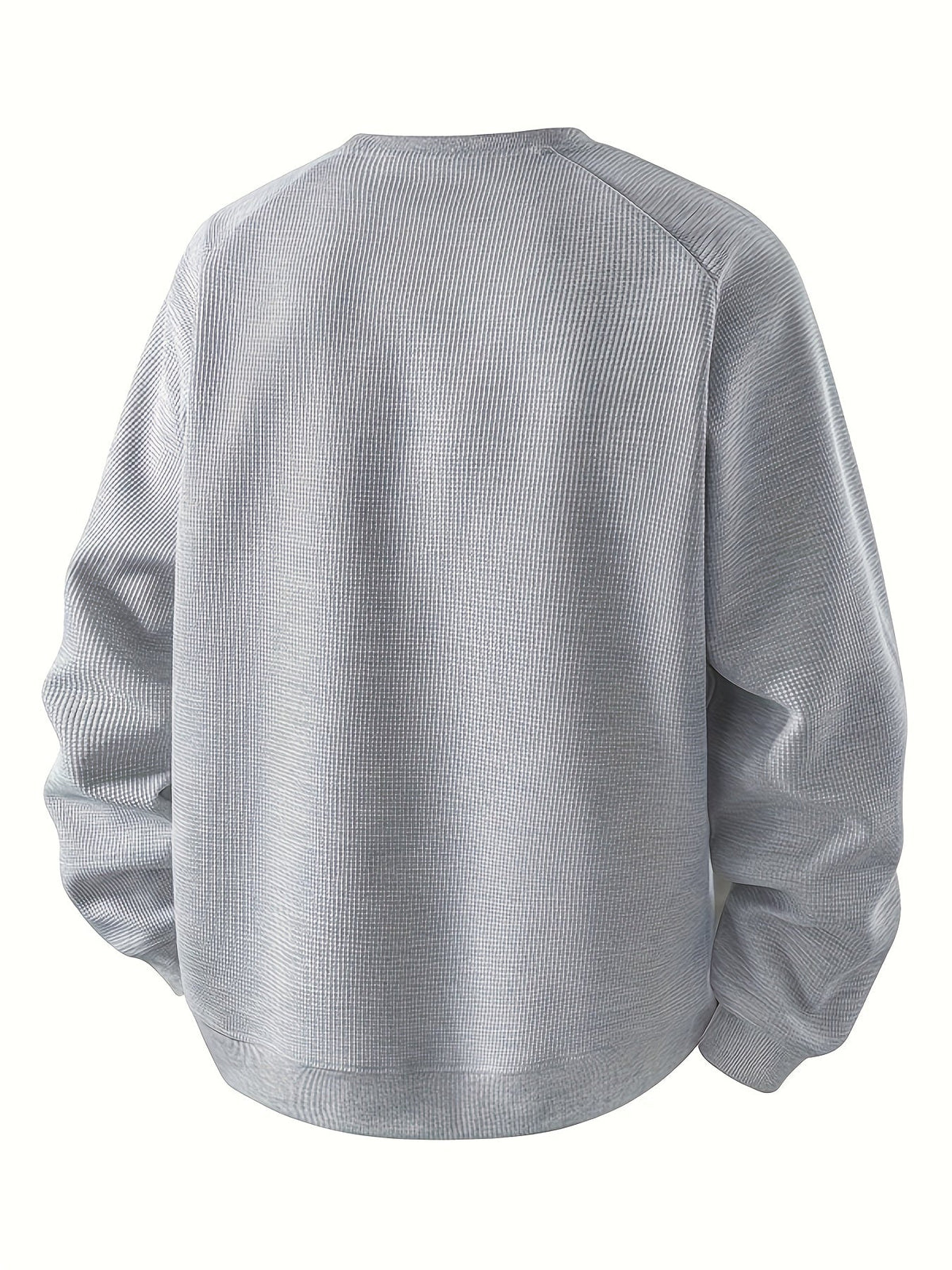 Waffle Knit Sweatshirt Colour-Block Men's Navy Crew Neck Pullover – Casual, Everyday Wear