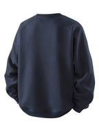 Waffle Knit Sweatshirt Colour-Block Men's Navy Crew Neck Pullover – Casual, Everyday Wear