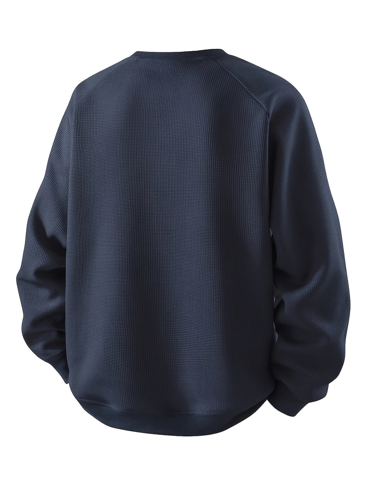 Waffle Knit Sweatshirt Colour-Block Men's Navy Crew Neck Pullover – Casual, Everyday Wear