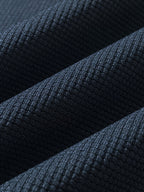 Waffle Knit Sweatshirt Colour-Block Men's Navy Crew Neck Pullover – Casual, Everyday Wear