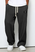 Waffle Knit Trousers Light Blue Men's Wide Leg Drawstring – Casual, Loungewear · Werune