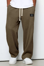 Waffle Knit Trousers Light Blue Men's Wide Leg Drawstring – Casual, Loungewear · Werune