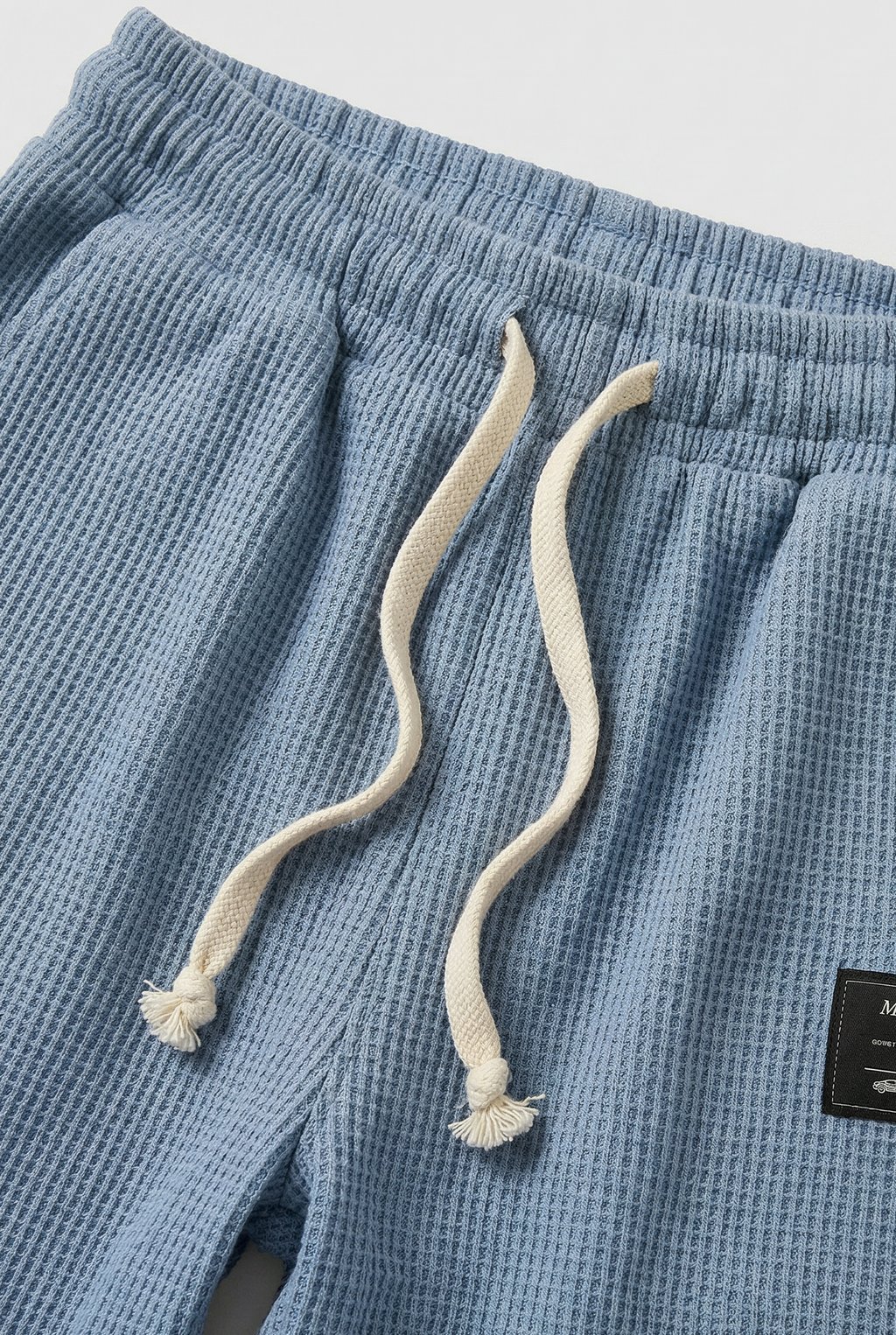 Waffle Knit Trousers Light Blue Men's Wide Leg Drawstring – Casual, Loungewear · Werune