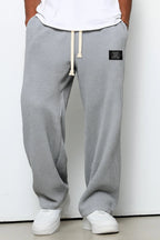 Waffle Knit Trousers Light Blue Men's Wide Leg Drawstring – Casual, Loungewear · Werune