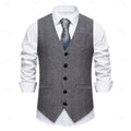 Waistcoat Herringbone Tweed Grey Men's Single-Breasted V-Neck – Office, Wedding, Formal, Gift