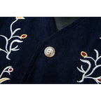 Waistcoat Men's Brown Floral Embroidered V-Neck Single-Breasted Vest – Casual, Office, Holiday, Gift