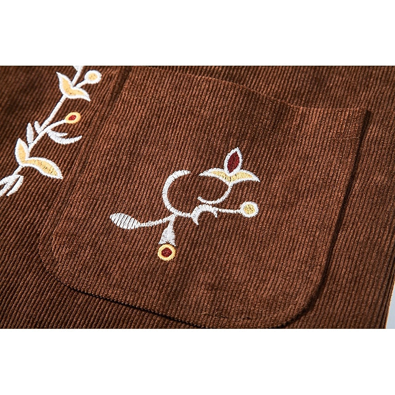 Waistcoat Men's Brown Floral Embroidered V-Neck Single-Breasted Vest – Casual, Office, Holiday, Gift