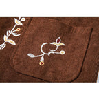 Waistcoat Men's Brown Floral Embroidered V-Neck Single-Breasted Vest – Casual, Office, Holiday, Gift