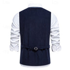 Waistcoat Men's Brown Floral Embroidered V-Neck Single-Breasted Vest – Casual, Office, Holiday, Gift