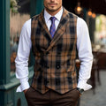 Waistcoat Plaid Double-Breasted Men's Suit Vest – Office, Wedding, Formal, Business, Gift