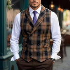Waistcoat Plaid Double-Breasted Men's Suit Vest – Office, Wedding, Formal, Business, Gift