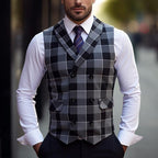 Waistcoat Plaid Double-Breasted Men's Suit Vest – Office, Wedding, Formal, Business, Gift