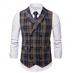 Waistcoat Plaid Double-Breasted Men's Suit Vest – Office, Wedding, Formal, Business, Gift