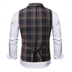 Waistcoat Plaid Double-Breasted Men's Suit Vest – Office, Wedding, Formal, Business, Gift