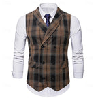 Waistcoat Plaid Double-Breasted Men's Suit Vest – Office, Wedding, Formal, Business, Gift