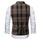 Waistcoat Plaid Double-Breasted Men's Suit Vest – Office, Wedding, Formal, Business, Gift