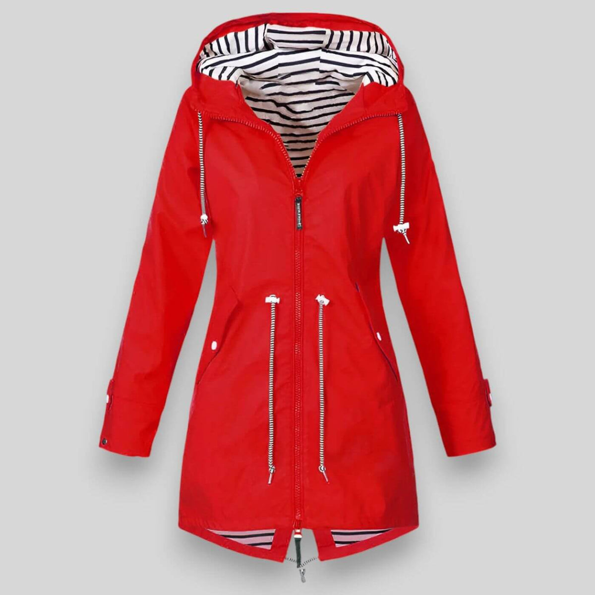 Waterproof Raincoat Hooded Navy Women's Longline Jacket – Outdoor, Casual, Travel, Everyday