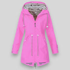 Waterproof Raincoat Hooded Navy Women's Longline Jacket – Outdoor, Casual, Travel, Everyday