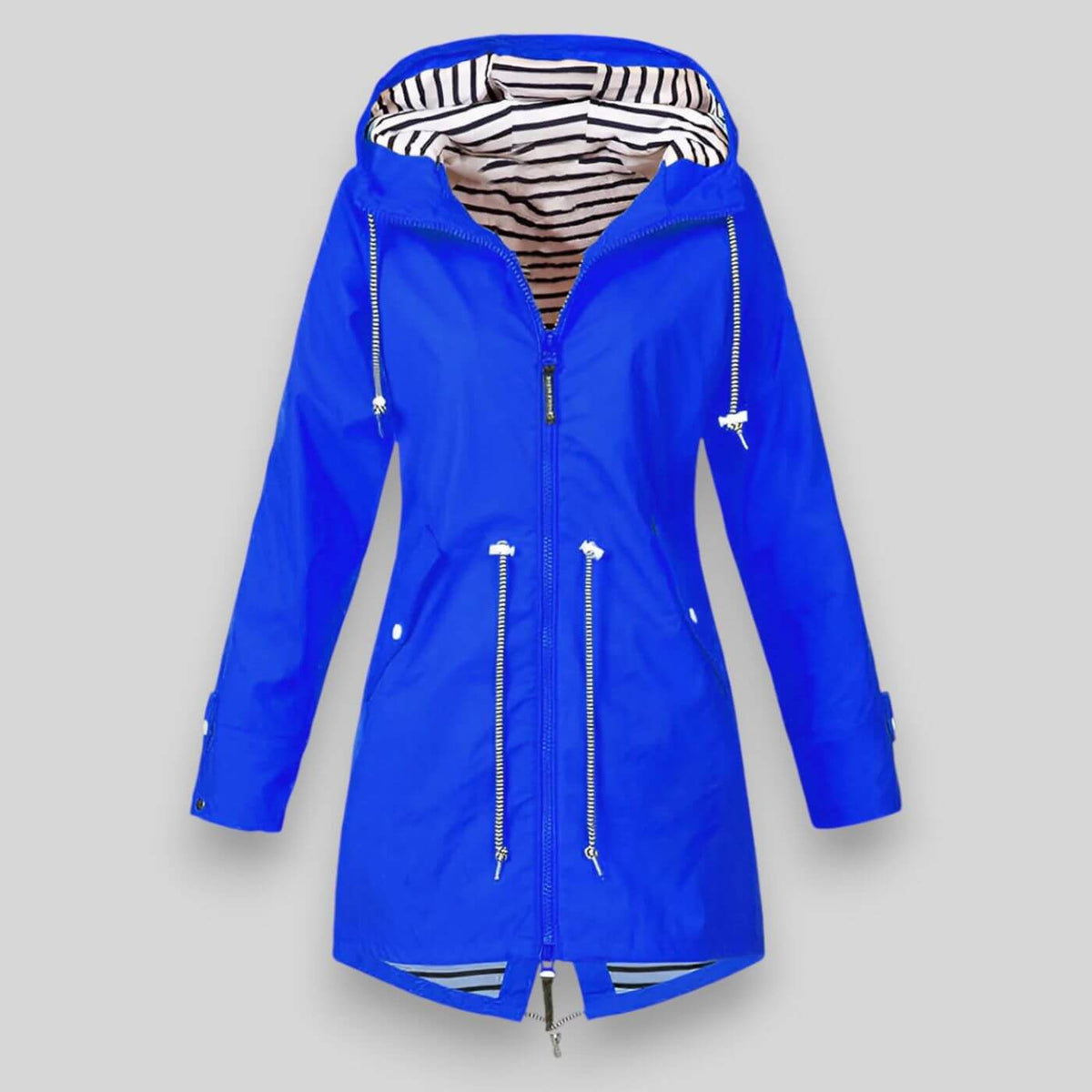 Waterproof Raincoat Hooded Navy Women's Longline Jacket – Outdoor, Casual, Travel, Everyday