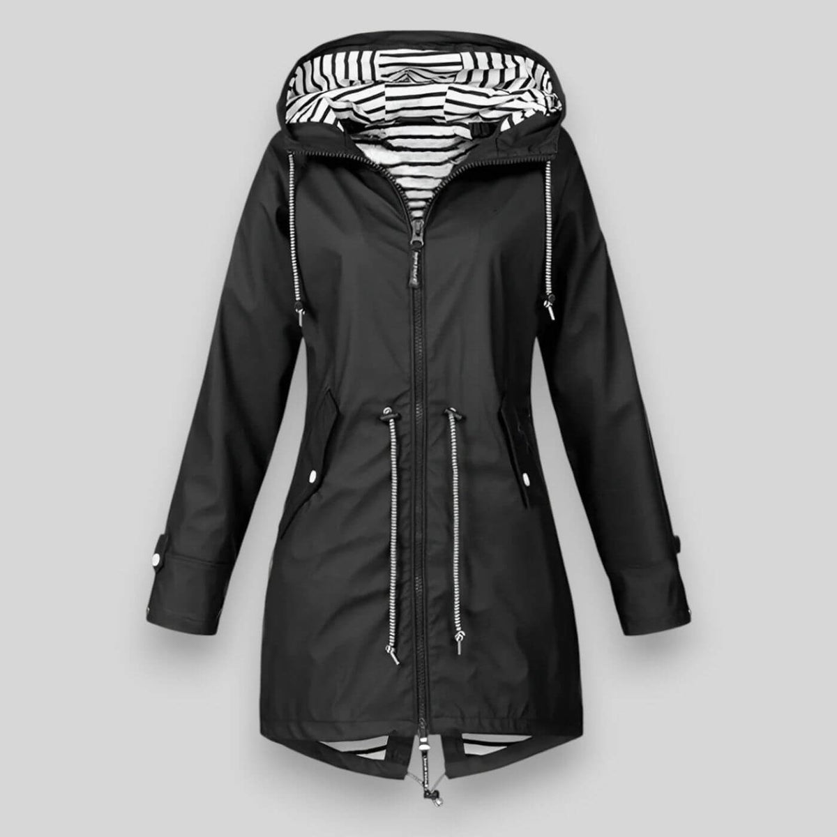 Waterproof Raincoat Hooded Navy Women's Longline Jacket – Outdoor, Casual, Travel, Everyday