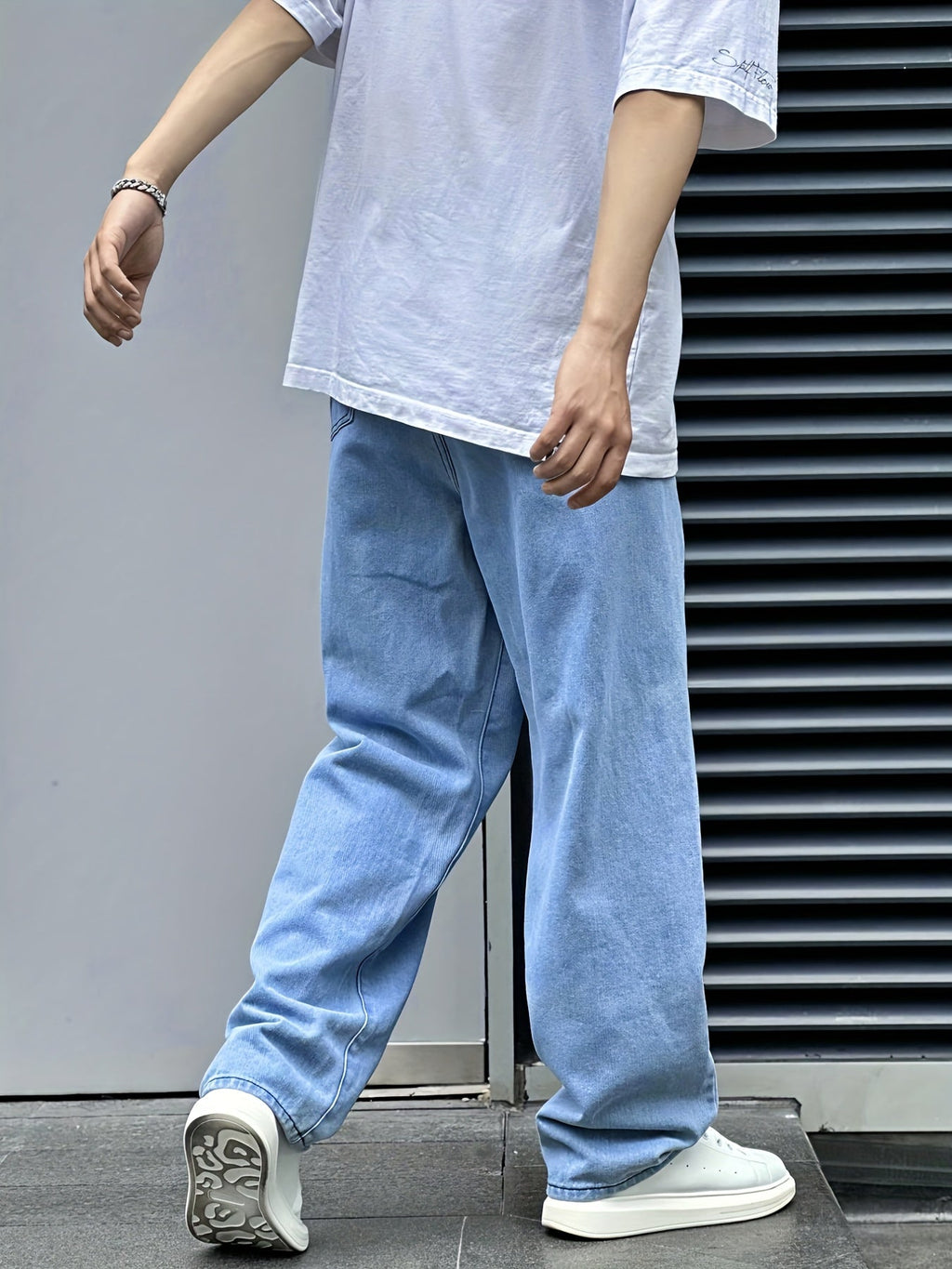 Wide-Leg Jeans Denim Men's Light Blue Relaxed Fit – Casual, Streetwear · Werune