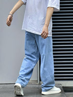 Wide-Leg Jeans Denim Men's Light Blue Relaxed Fit – Casual, Streetwear · Werune